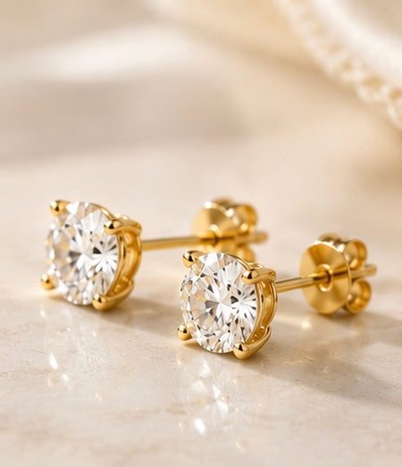 1 CTW Lab-Grown Diamond Stud Earrings in 14K Gold