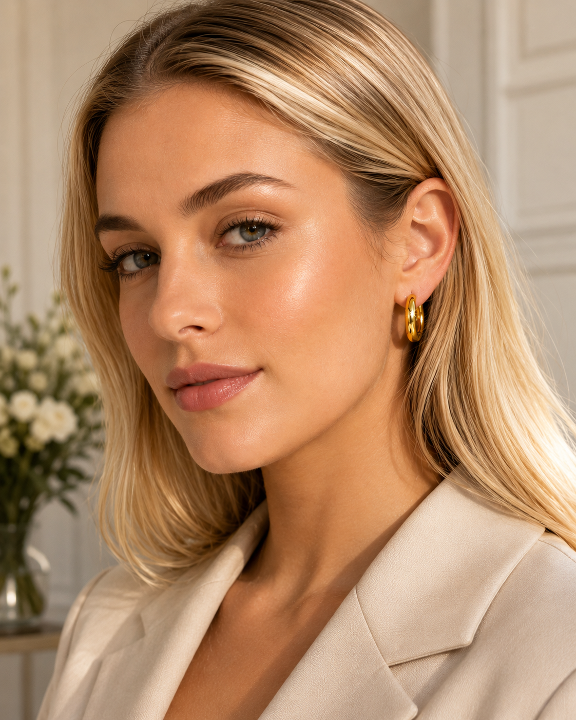 14K Solid Gold Huggie Earrings